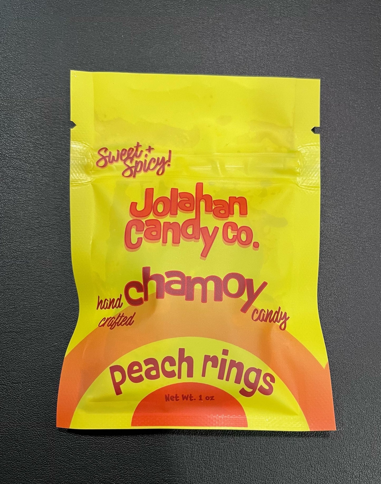 Chamoy Gummy Peach Rings-1 oz